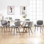 Dining Chairs Set of 6, Comfy Modern Dining Chairs with Thick Cushions, Upholstered Fabric Kitchen Side Chairs with Adjustable Metal Legs for Dining Room (Light Grey)