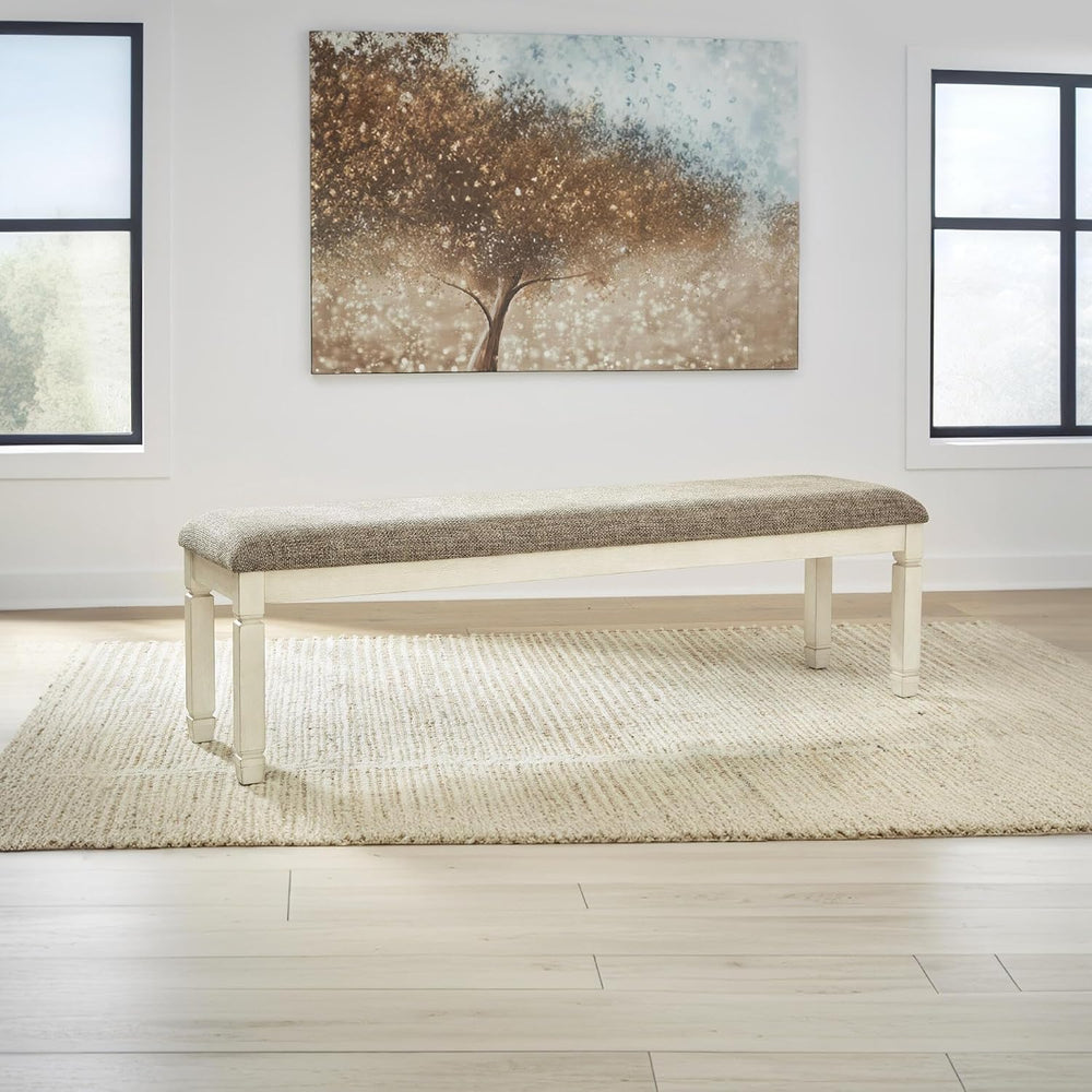 Signature Design by Ashley Bolanburg 65" Farmhouse Upholstered Dining Be...