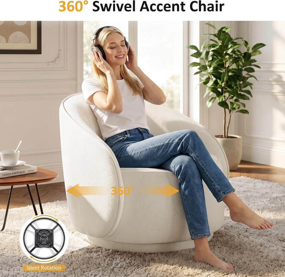 Swivel Accent Chairs Set of 2, 360° Comfy Barrel Swivel Club Armchair, Modern...