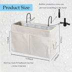 Bedside Caddy Organizer & Bedside Storage Basket Multi-Function Organizer for Bunk, Hospital Beds, Dorm Bed Rails,| Holds Magazines, Books, Glasses, Phone | Space-Saving (White 2 Pack)