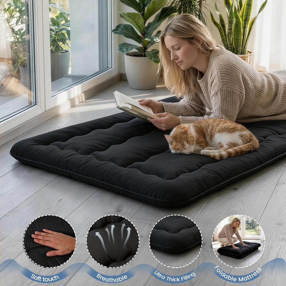 Twin Size Japanese Futon Mattress Foldable Topper Mattress for Floor Tatami F...