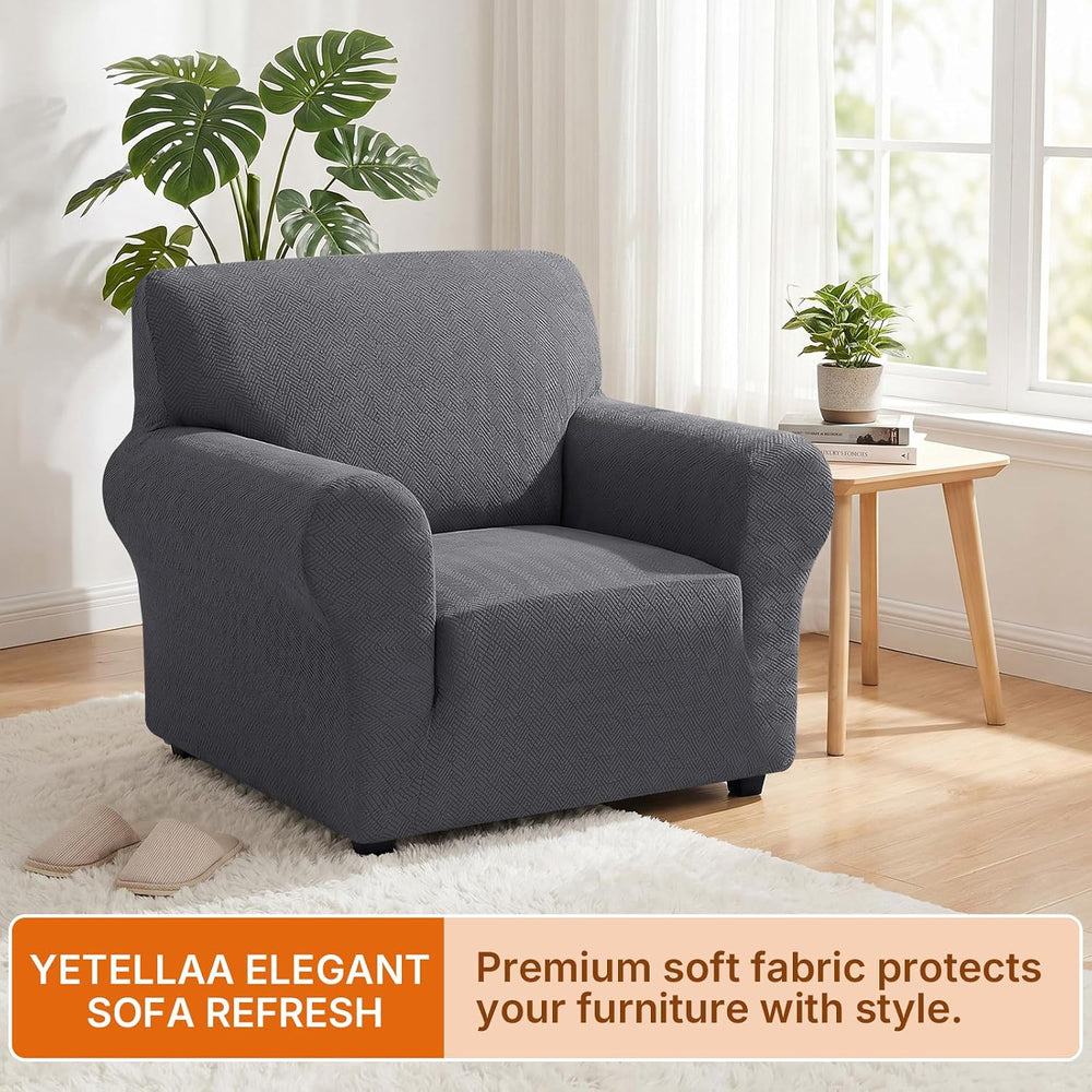 XINEAGE Stretch Armchair Slipcover, Non-Slip Pet Couch Cover,Light Gray