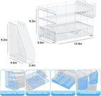 gianotter Desk Organizers and Accessories with File Holder, 4-Tier Desk Accessories & Workspace Organizers with Drawer and 2 Pen Holder, Paper Organizer for Office Supplies (White)