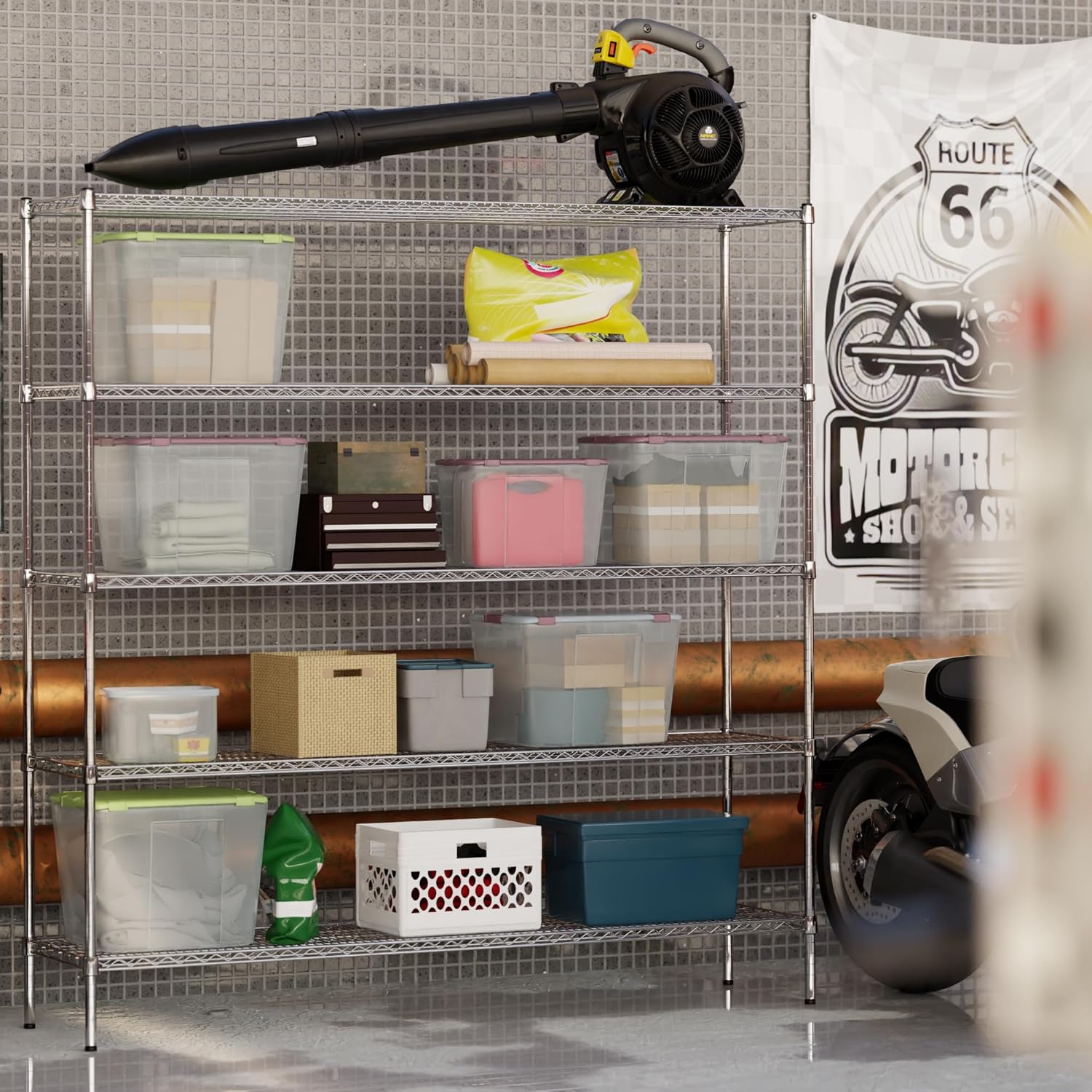 18" Deep x 72" Wide x 74" Height Wire Shelving Kit | 5-Tier | NSF Commercial Storage Rack Unit