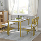Teraves Dining Table Set for 4, Kitchen Table and 2 Chairs with Bench | 4 Piece Dining Table Set for Small Space, Apartment, Space-saving Dining Room Set with Storage