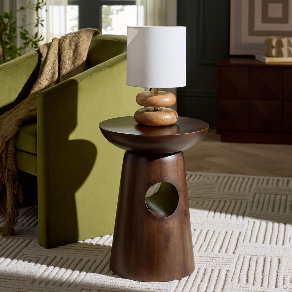 SAFAVIEH Home Collection - Zenon Dark Brown Solid Wood Accent Table with Open...