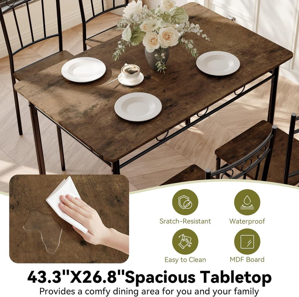 5 Piece Dining Table Set, Wood Kitchen Table and Chairs for Small Space,Break...