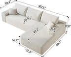 Eafurn Oversized L Shape Modular Sectional Sofa with Right Facing Chaise Lounge,Wide Deep Seat Compressed Corner Couch,Minimalist Corduroy Upholstered Boneless Lounge Sofa Couch | Breathable material, Full Foam, Anti-slip