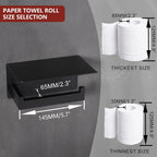 LANC Matte Black Toilet Paper Holder with Shelf Toilet Tissue Roll Holder with Phone Shelf for Bathroom Wall Mounted or Self-Adhesive Toilet Paper Roll Holder Stainless Steel, A8367MB