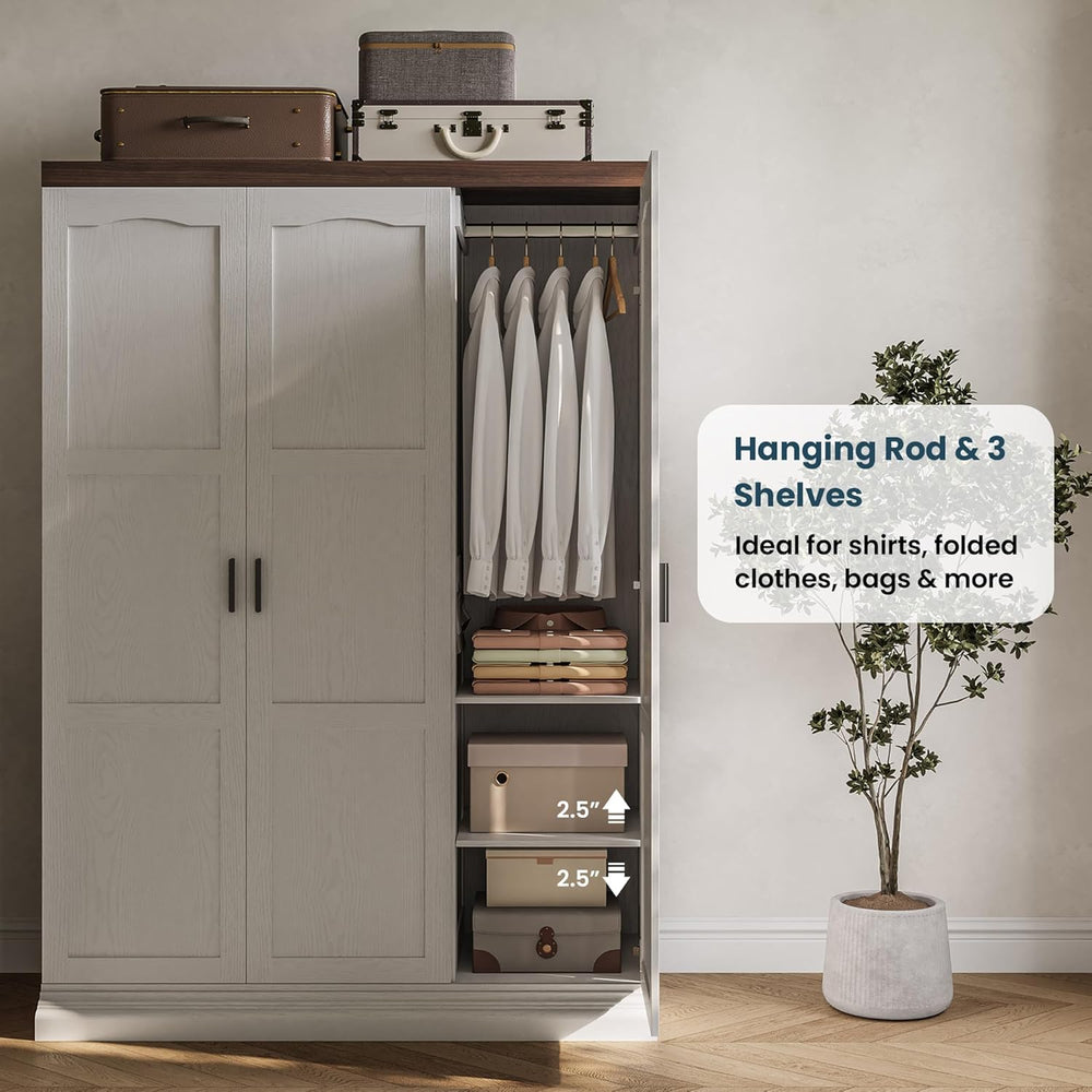 ANCTOR 3 Door Armoire Wardrobe Closet with Mirror, Large Wardrobe Closet with...