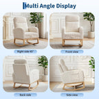 GarveeLife Nursery Rocking Chair,300lb Glider Chair with Solid Wood Legs/Two Side Pockets,Corduroy Upholstered Glider Rocker with Footrest High Backrest for Living Room/Bedroom/Nursery