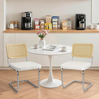 SoarFlash Kitchen Table and Chairs for 2, 31.5" Dining Table Set for 2 with Velvet Upholstered Chairs, 3 Piece Round Kitchen Table Set, Dining Room Table Set for Small Space, Apartment, Beige/White