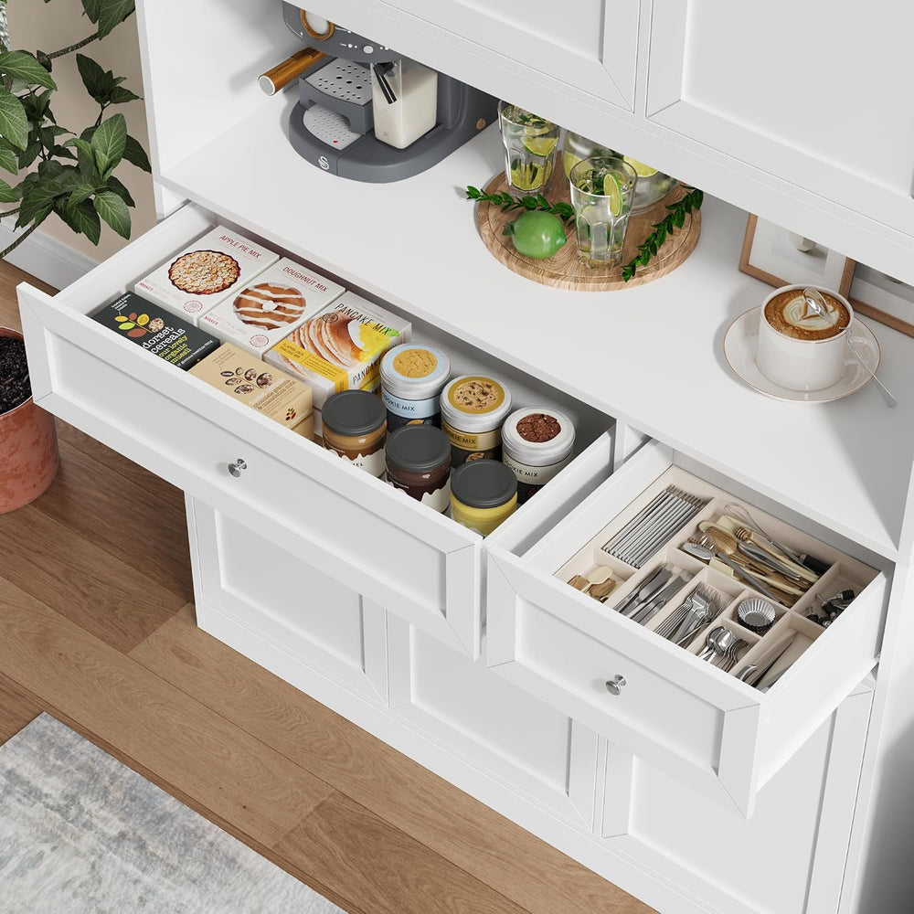 BOTLOG 72" Kitchen Pantry Cabinet, Kitchen Hutch with Microwave Stand, B...