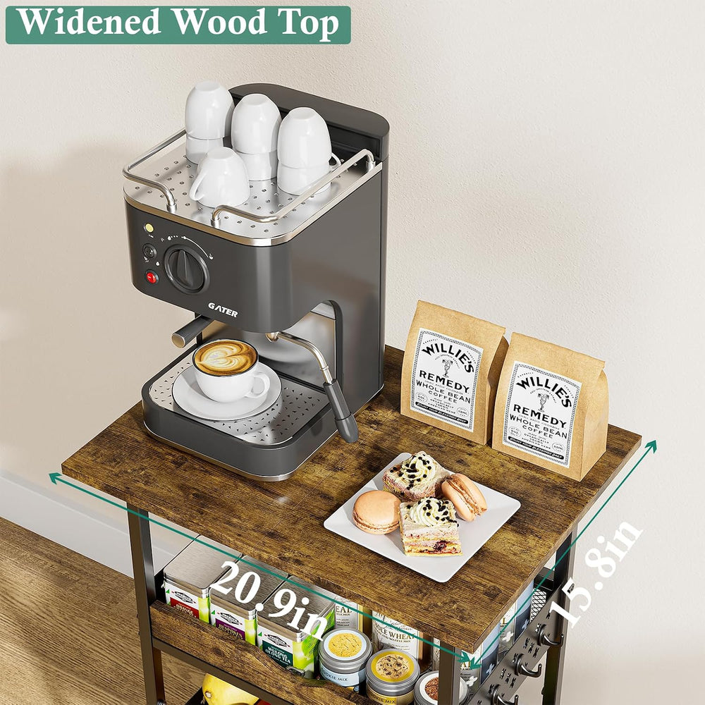 XYZLVSI Small Rolling Microwave Cart, 4 Tier Kitchen Storage Rack on Wheels |...