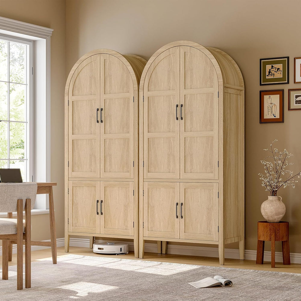 ONBRILL 71" Tall Wooden Arched Cabinet, 5-Tier Arched Kitchen Pantry Cab...
