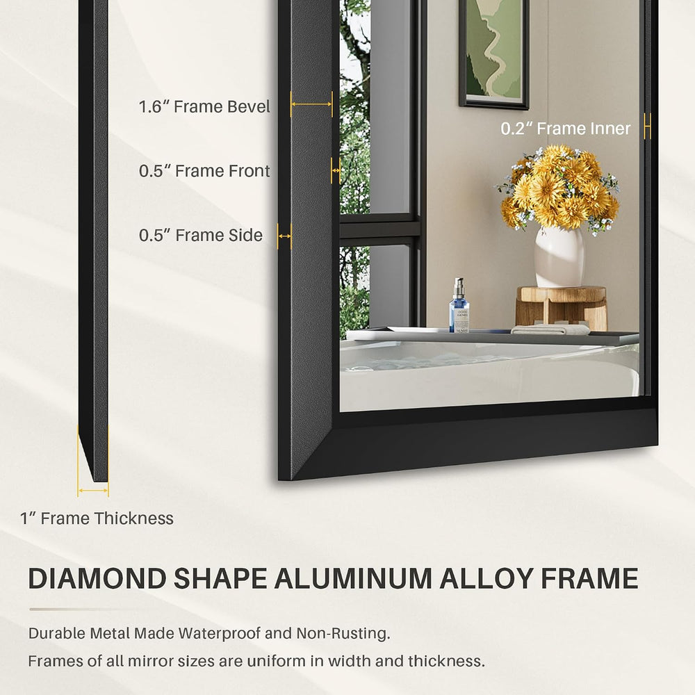 Briivue Black Metal Framed Bathroom Wall Mirror, 55x36 Inch