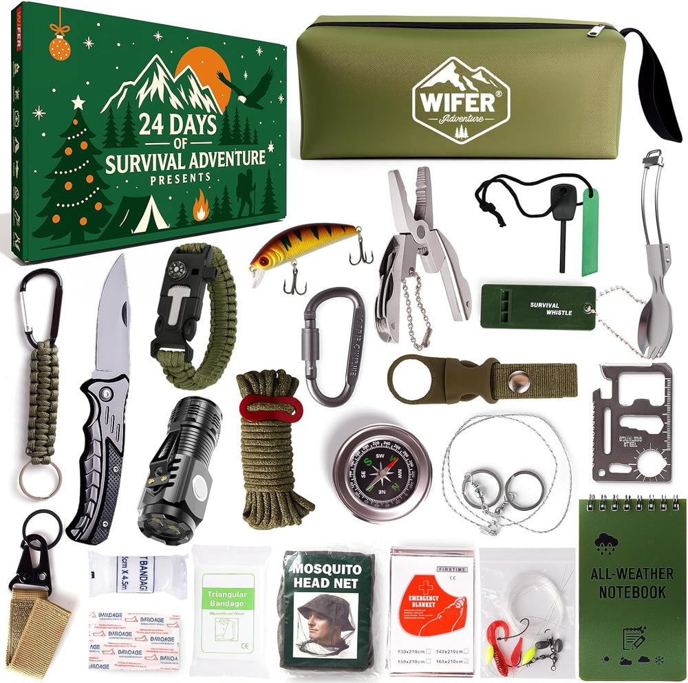 Survival Kit Advent Calendar 2026 for Men – 24 Days Christmas Countdown Survi...