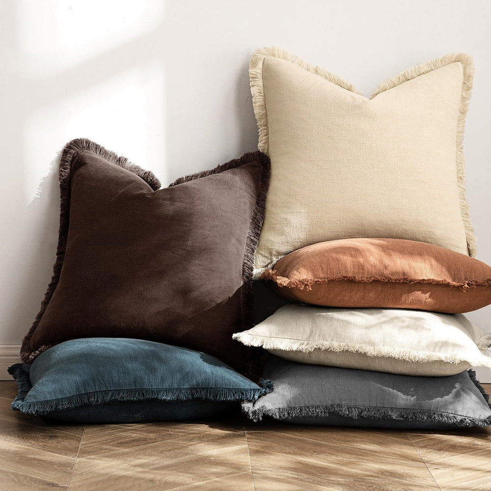 MIULEE Linen Decorative Fall Euro Throw Pillow Covers Dark Brown 26x26
