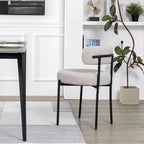 DYHOME Dining Chair One Chair for Kitchen Dining Room,Upholstered Modern Boucle Dining Chair with Black Metal Legs Curved Backrest,Grey
