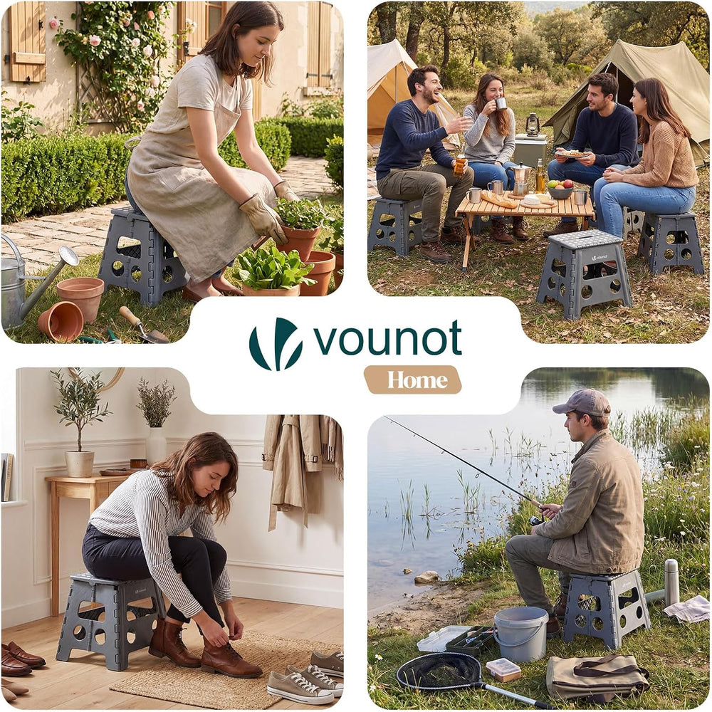 VOUNOT® Folding Step Stool, Portable Stepping Stool with Carrying Handle, Ant...
