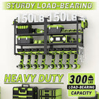 Power Tool Organizer Wall Mount,4 Layers Capacity Heavy Duty Metal Storage Rack with 8 Drill Holders for Drills Cordless Tools,Garage Organizer Suitable Workshop Basement