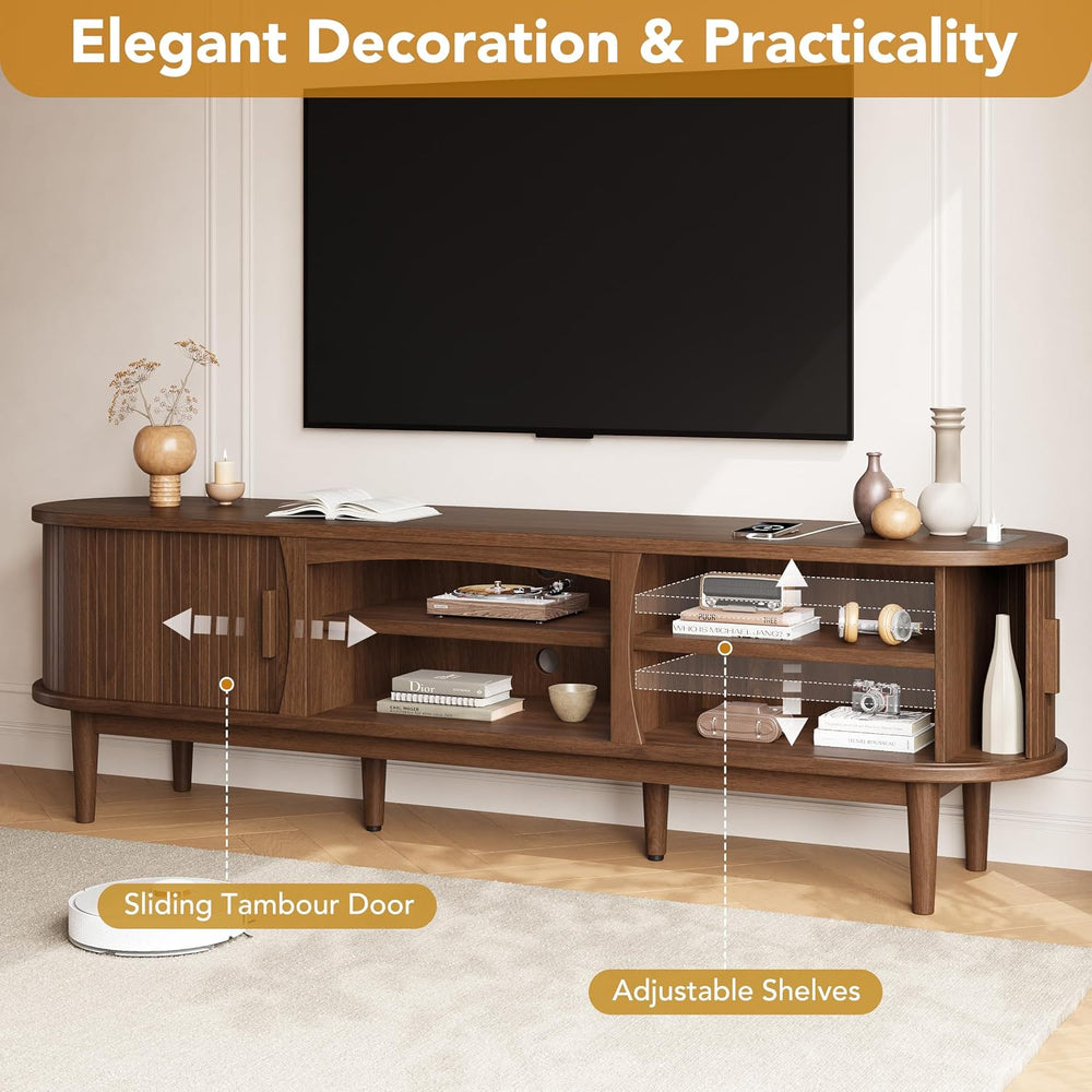 Decofy 69" Fluted TV Stand for TVs Up to 80" with Charging Station,...