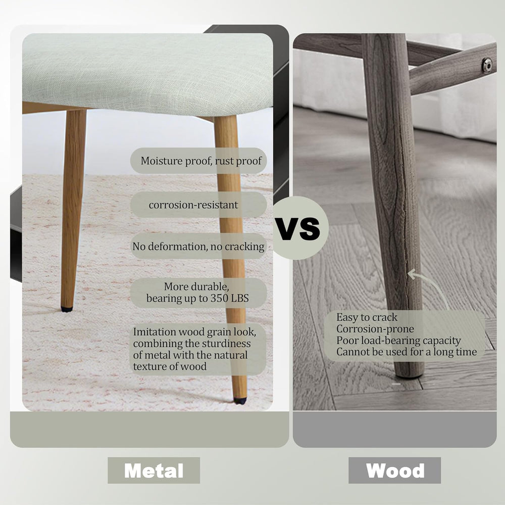 FREKEN Modern Upholstered Dining Chairs Set of 4, Mid-Century Metal Frame wit...