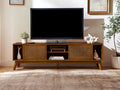LKTART 68 Inch Mid Century Modern TV Stand with Rattan Doors,MCM Entertainment Center Media Console for 60/65/70/75 inch TVs,Long Boho Television Stand for Living Room,Light Walnut