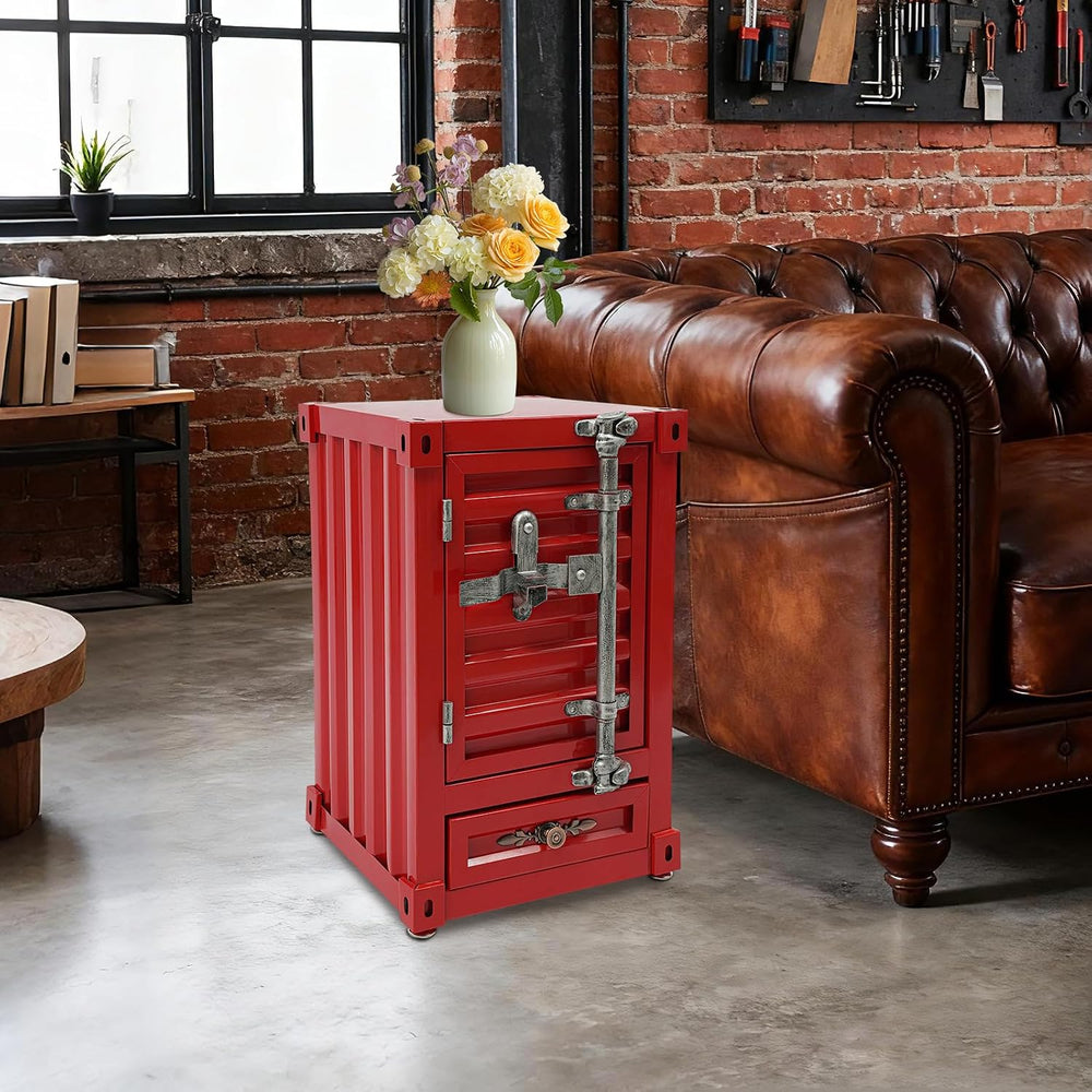 Industrial Wind Bedside Table, End Tables, Container Style Locker Wrought, Ir...