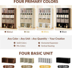 IOTXY DIY Modular Cube Bookcase - CubeXY Customizable Stackable Expandable Basic Shelving Units, 6-Cube Wooden Open Bookshelf with Removable Shelves for Books Organizer, Walnut