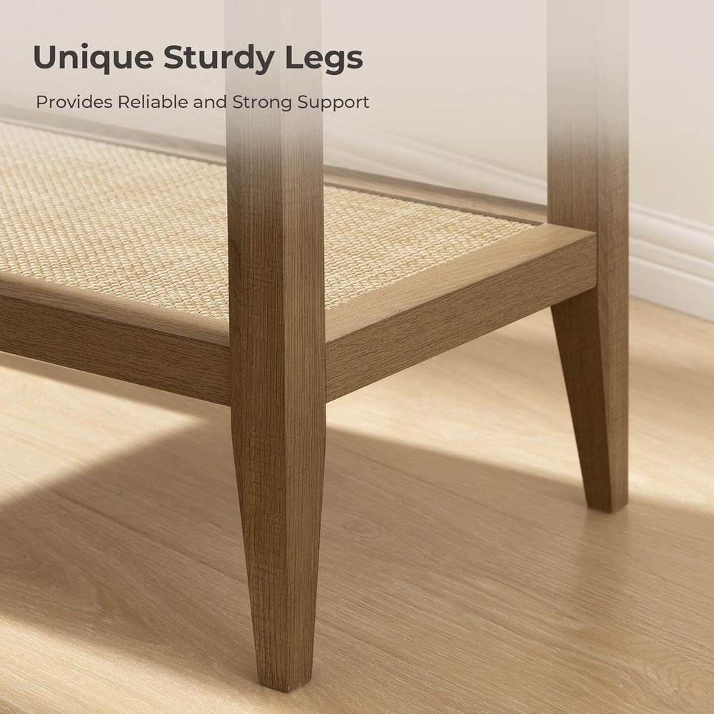 SICOTAS Rattan Living Room Side Table, 2 Pieces End Table with Storage