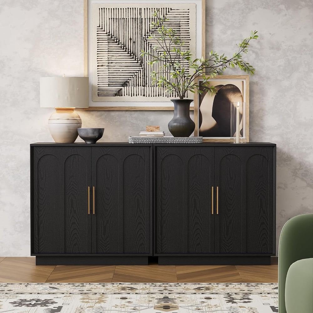 FORTUNETEC 31.5" Modern Sideboard Buffet Cabinet with Storage, Black
