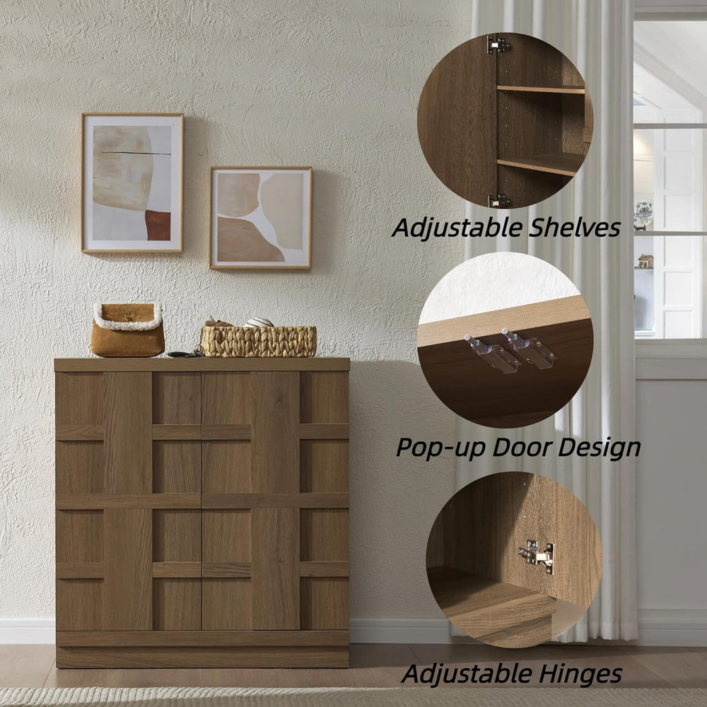 VividVibe Buffet Cabinet Sideboard with Storage, 93.9”Large 3D Woven Texture ...