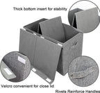 popoly 2 Pack Large Toy Box Chest with Lid, Collapsible Sturdy Toy Storage Organizer Boxes Bins Baskets for Kids, Boys, Girls, Nursery, Playroom, 25"x13" x16" (Linen Gray)