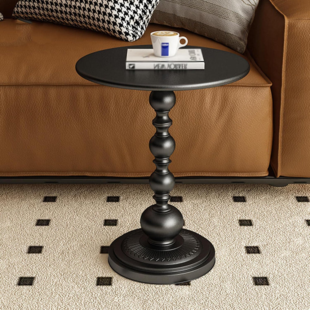 Round Side Table,Carbon Steel End Table,Small Accent Table,for Small Space Li...