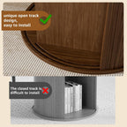 31.5 inch Round Dining Table for 2, Small Dinner Table with 2-Layer Storage Shelf, Morden Circle Kitchen Table with Wood Strip Base and Slide Door for Home Dining Room, Living Room, Walnut