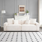 Ball & Cast 104" Modular Sectional Sofa,Cloud Sectional Couch with 4 Pillows,Loveseat Couches W/Deep Seat and Armrest,4 Seater Sectional Sofa for Living Room,Apartment,Corduroy Fabric,Beige