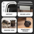 IRIS USA WeatherPro Airtight Dog Food Storage Container, Up to 22 lbs, Attachable Wheels, For Dog Cat Bird and Other Pet Food Storage Bin, Keep Fresh, Easy Mobility, BPA Free, Smoke