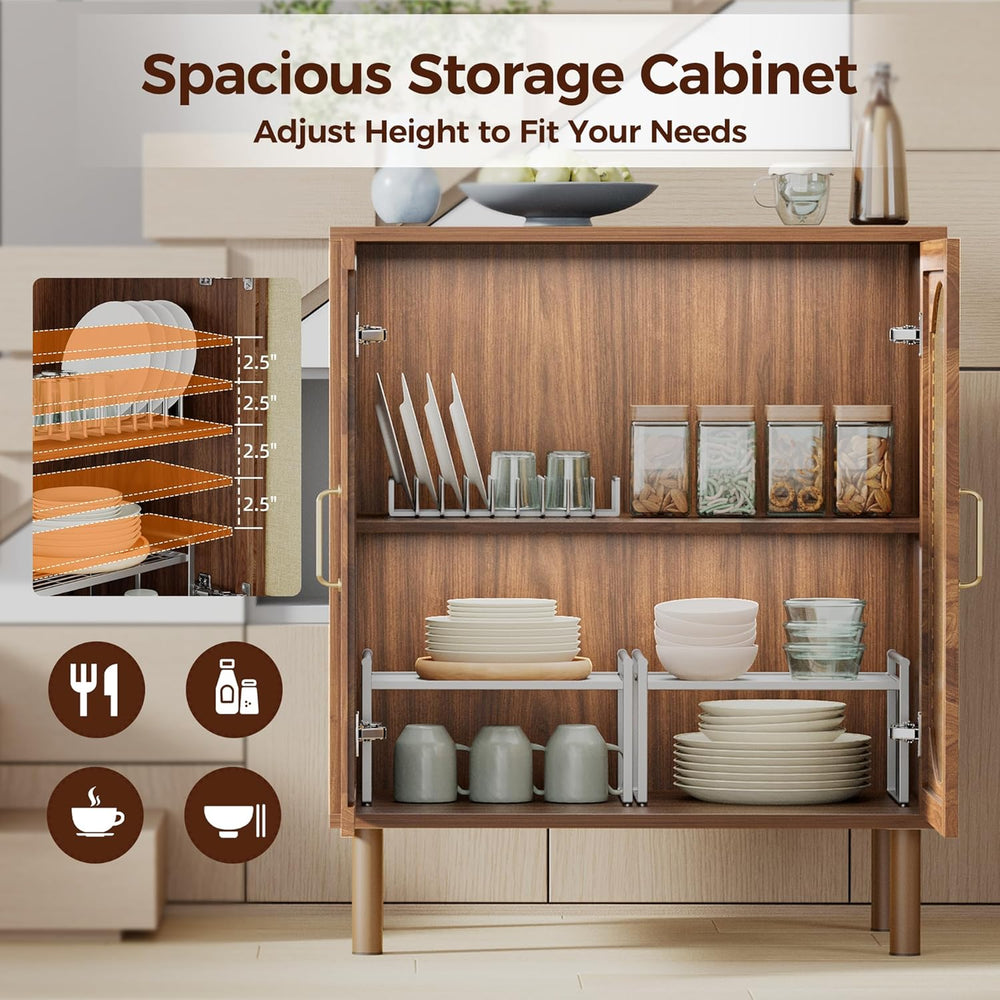 Boho Sideboard Buffet Cabinet, Modern Credenza with 2 Doors and Adjustable Sh...