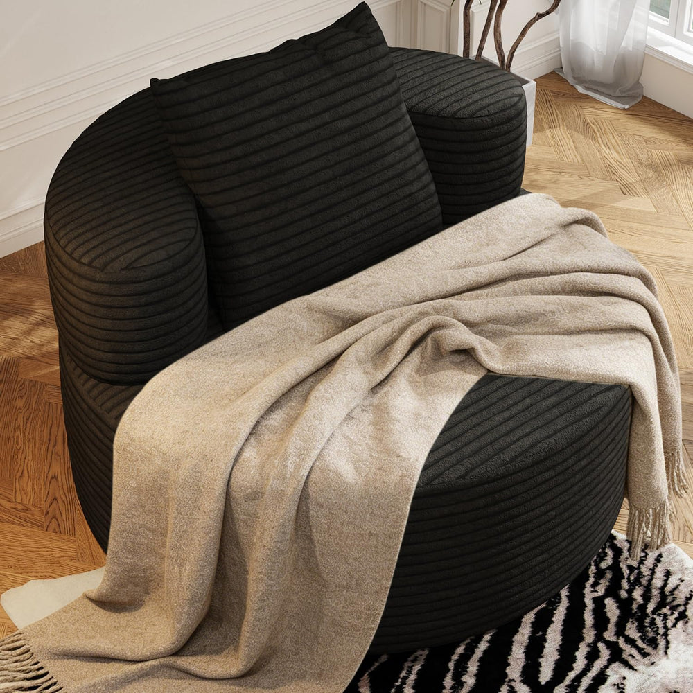 37.4" Boneless Round Chair, Chaise Lounge Cloud Chair Indoor, Upholstere...