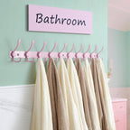 Dseap Coat Rack Wall Mount - 38” Long 10-Tri-Hooks Heavy Duty Coat Hanger Rail Wall Hooks for Hanging Coats Hats Clothing Clothes Purse Mudroom Entryway, Pink