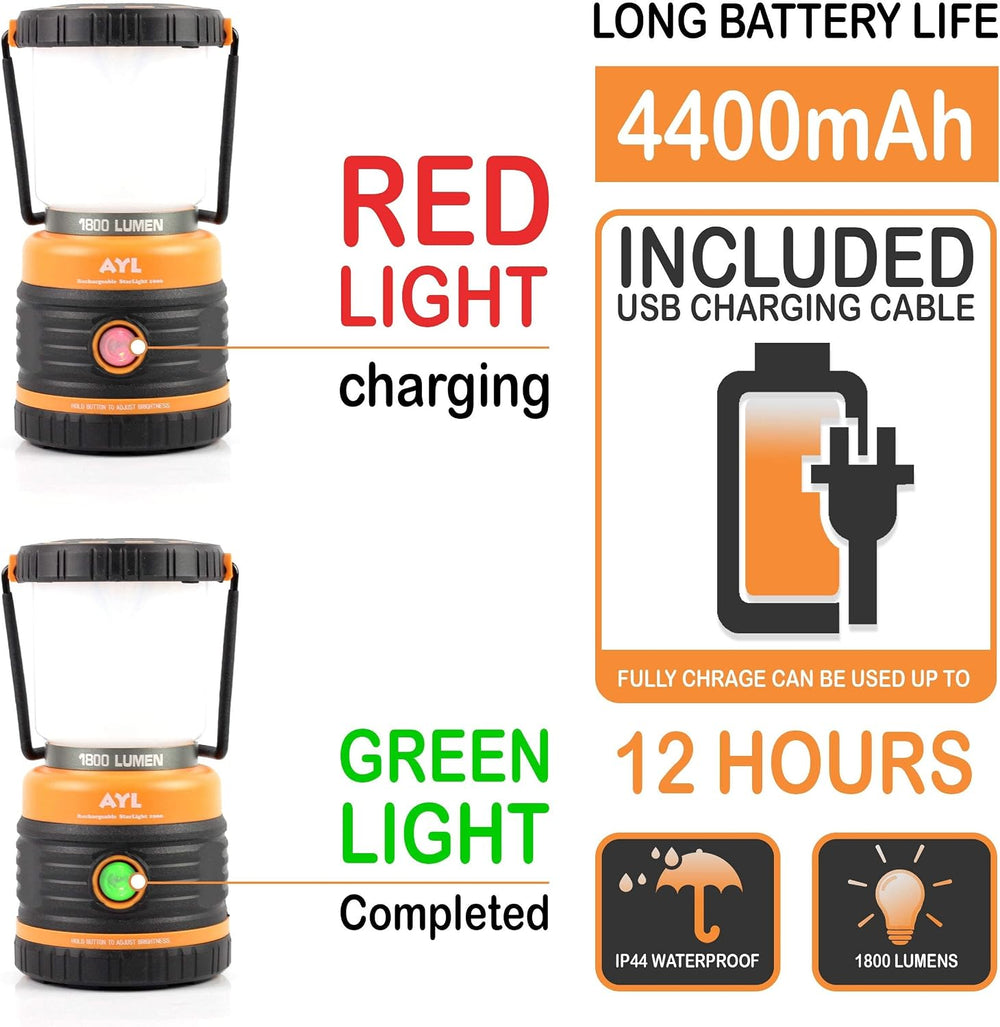 LED Camping Lantern Rechargeable, 1800LM, 4 Light Modes, 4400mAh Power Bank, ...