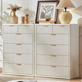 LEYAOYAO Fluted 6 Drawers Dresser for Bedroom Set of 2, 42" Tall Modern Chest of Drawers with Metal Handle, Curved Profile Design,White Wood Drawer Organizer for Bedroom, Living Room, Hallway