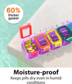 Weekly Pill Organizer 1 time a Day – Pill Box 7 Day with Enhanced Waterproof Seal, Large compartments Hold Big Vitamins & Supplements, Upgraded Locking lids, for Home & Travel use, Durable Hard case
