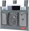 Hanging Bedside Caddy,Bedside Organizer Caddy for Bed Rails(4 Pockets-Grey)