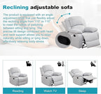 Recliner Sofa Set Couches for Living Room Chair Line Fabric Living Room Furniture Sets, Adjusted Reclining Couch Furniture Sofa Set for Theater Seating, Grey White