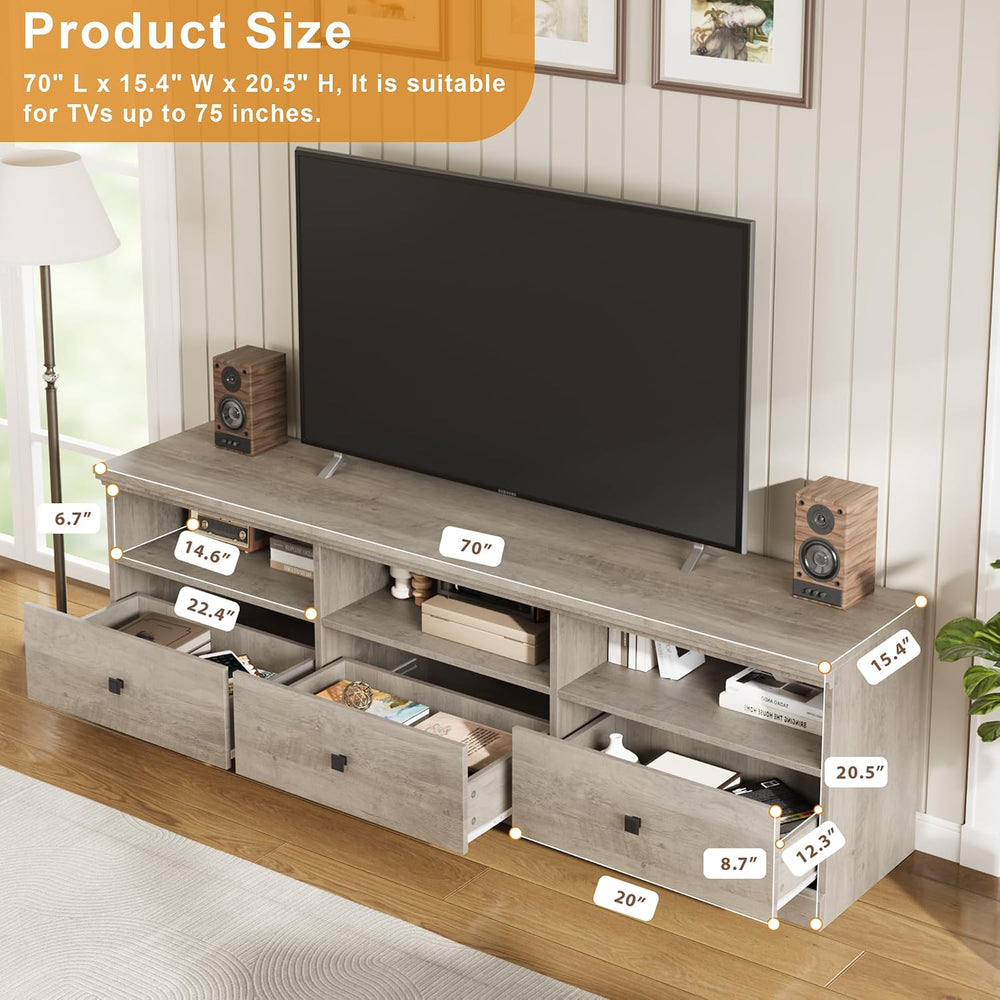 Garvee 70 Inch Mid-Century Modern TV Stand for 65/70/75 in TV, Entertainment ...