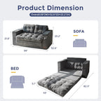 MAXYOYO Convertible Sofa Bed, Loveseat Sofa Couch for Adults, 2 in 1 Folding Couch Bed, Fold Out Floor Couch for Living Room Bedroom Lounge, Dark Grey