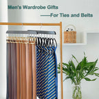 2 Pack Belt Hanger for Closet Organizer,Wooden Belt Storage Organizer with 20 Metal Hooks for Space Saving,Foldable Belts Holder for Belts,Tank Tops,Ties(Black)