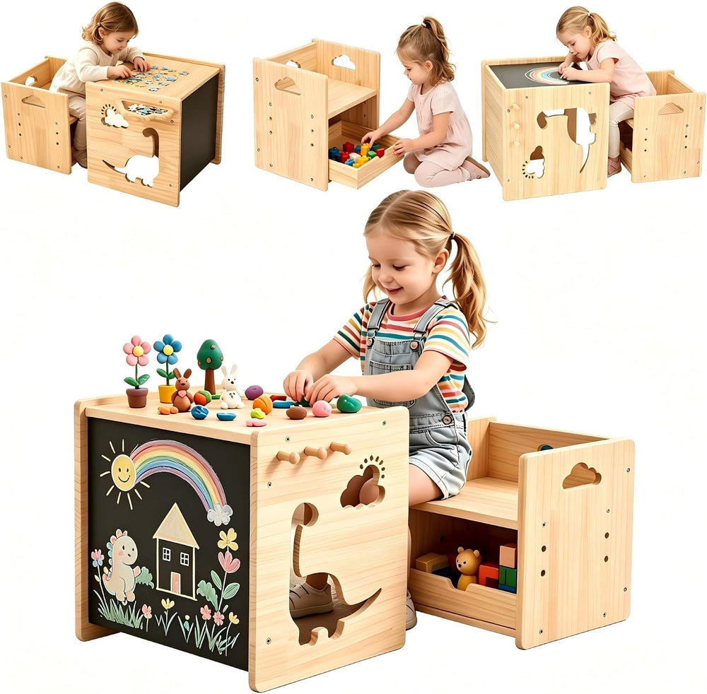 Brobear Weaning Table and Chair Set for 3-Layer Adjustable, Storage Drawer
